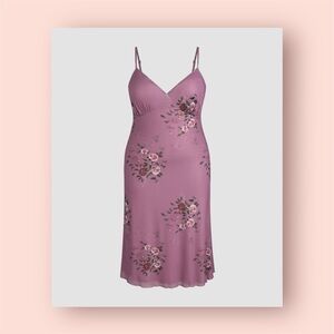 Cider V-Neck Floral Mesh Midi Dress Plus Size 4X